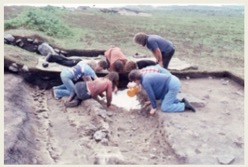 Pony, cattle, and sheep hoof prints under excavation on Shaugh Prior, South Dartmoor 